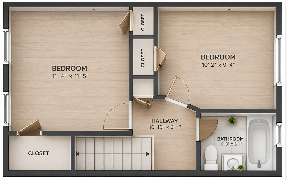 Floor plan Renovated 2br Townhome