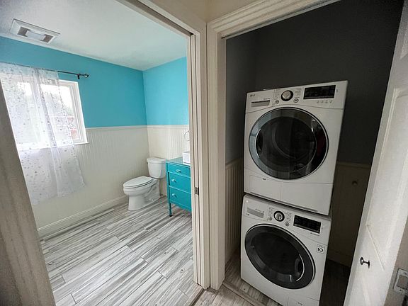 Laundry and bathroom