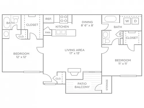 Floor plan Two Bedroom Luxury Terrace