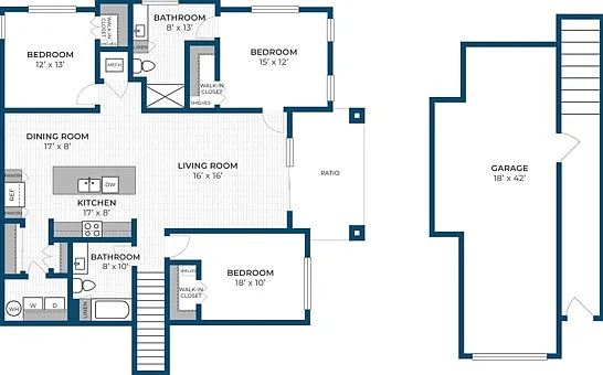 Floor Plan 3B | Seasons at North Aurora | Apartments in North Aurora, IL Floor Plan 3B | Seasons at North Aurora | Apartments in North Aurora, IL