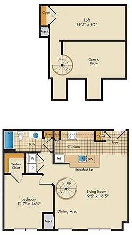 Floor plan 1 Bed 1 Bath Loft