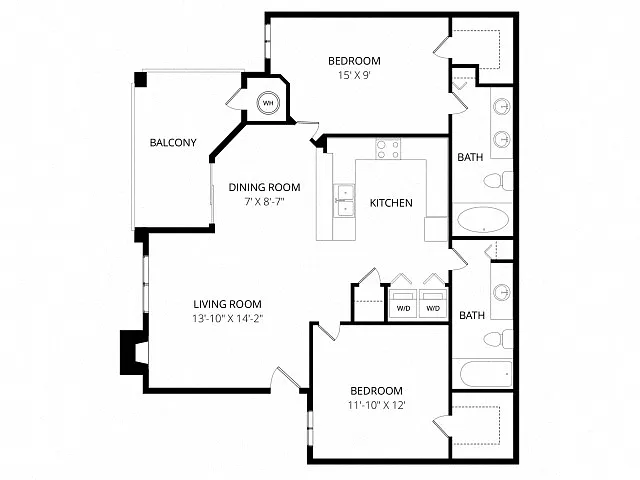 Floor plan 2 Bedroom 2 Bath