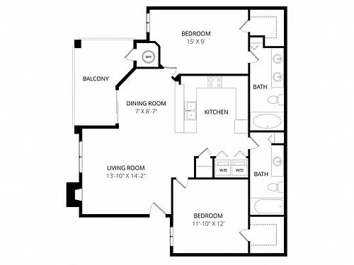 Floor plan 2 Bedroom 2 Bath