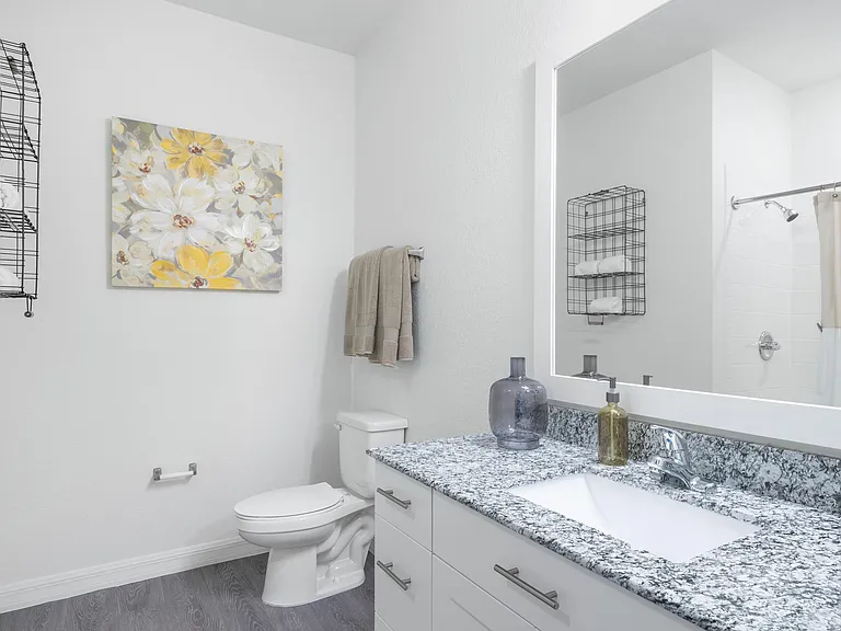 Step into elegance with this beautifully designed modern bathroom.