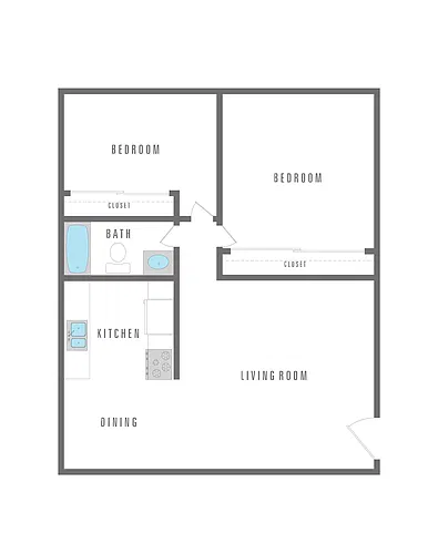 Floor plan 2 Bedroom 1 Bath