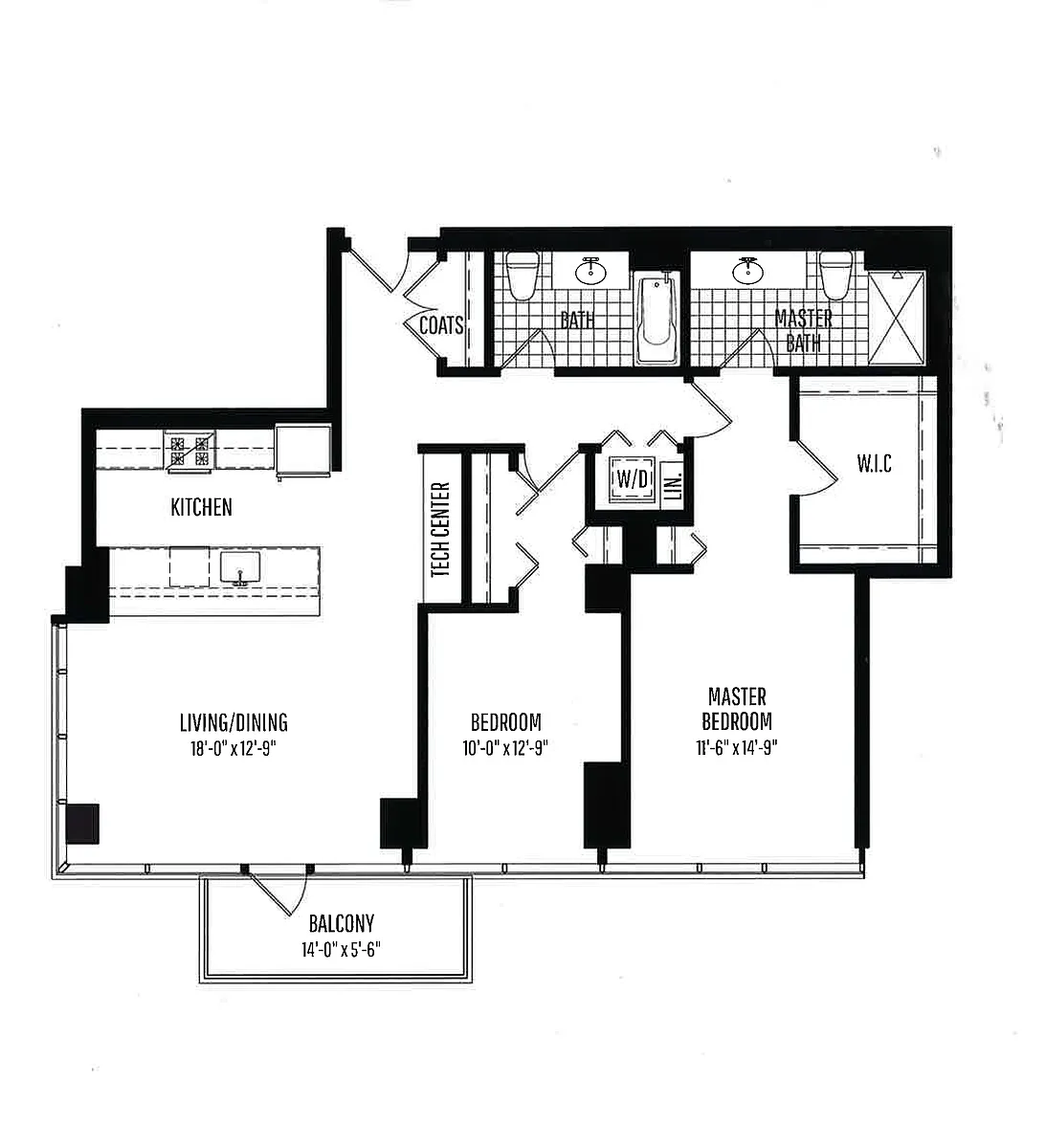 Floor plan 2 BR, 2 BTH