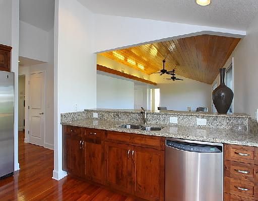 Marvelous kitchen with stainless steel appliances and Hickory Cabinets
