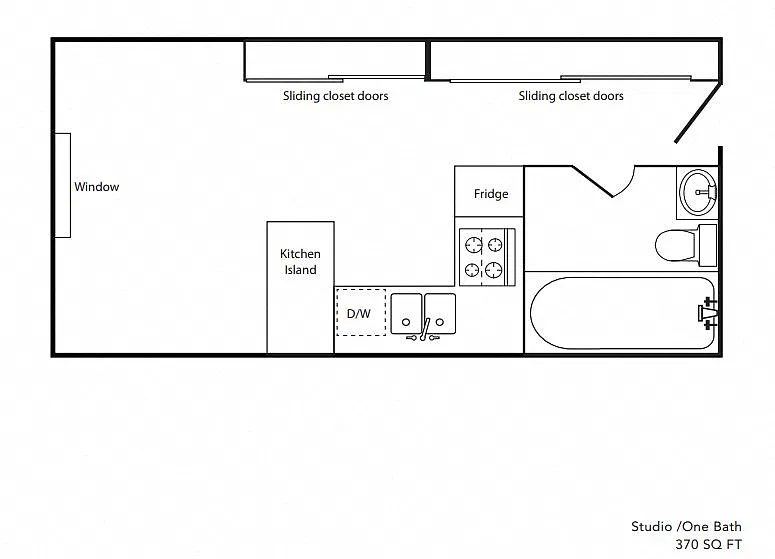 Floor plan Studio A One Bath 370