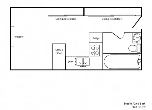 Floor plan Studio A One Bath 370