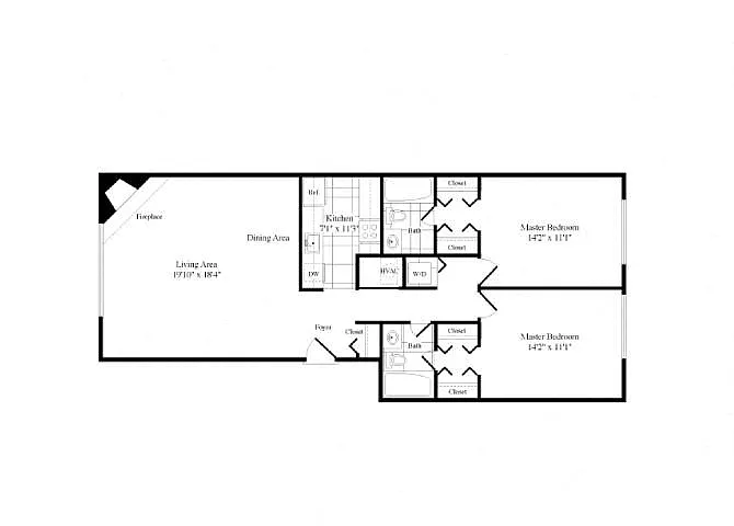Floor plan 2 Bed | 2 Bath - B2C