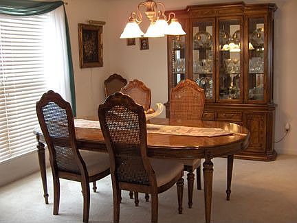 Formal dining room with custom ceiling