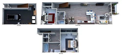 Floor plan B1 - Townhome with Private Garage