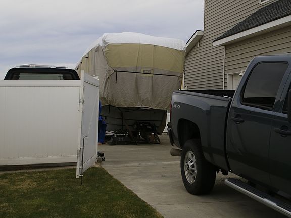 RV pad by garage