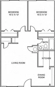 Floor plan 2 Bedroom 1 Bath