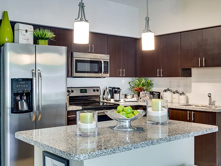 Kitchen with stainless steel appliances