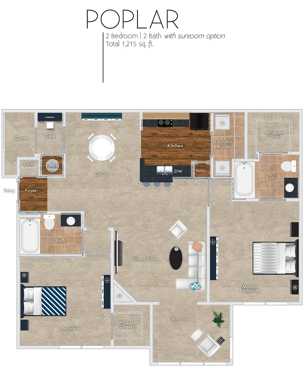 Floor plan Poplar with Sunroom