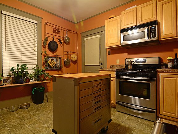 View of copper pot rack