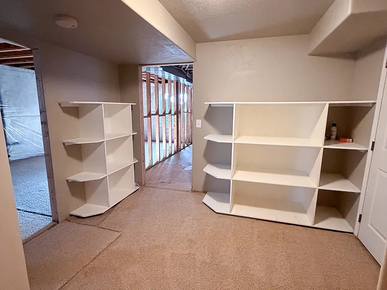 Basement built-in shelving