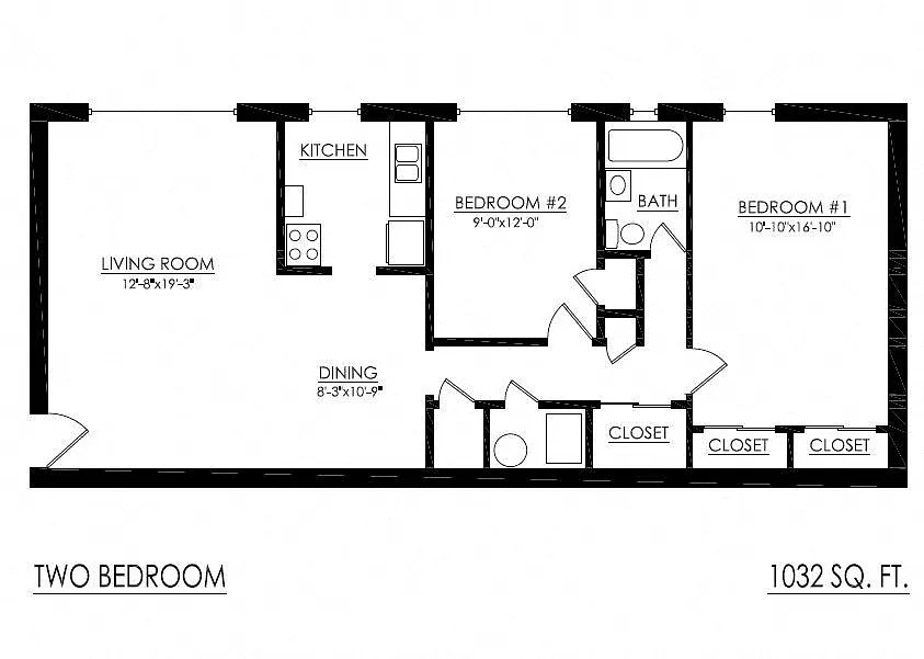 Floor plan 2 Bedroom 1 Bath