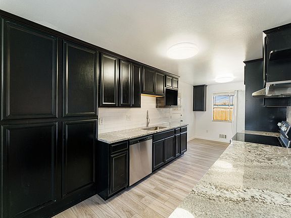 New! cabinets, backsplash, granite countertops, stainless steel range, hood, dishwasher.