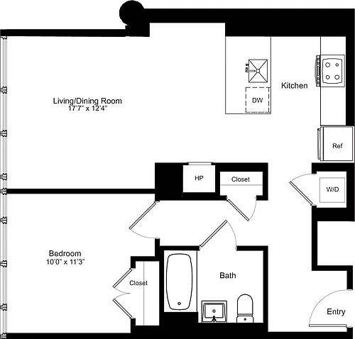 Floor plan One Bedroom H 7H