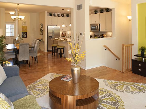 Tribeca kitchen, dining area, and family room