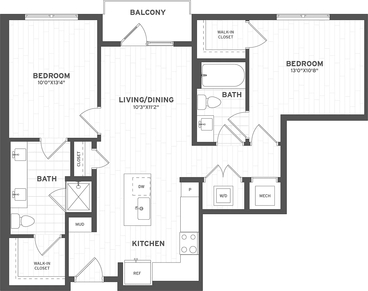 Floor plan 2 Bed/2 Bath-B4