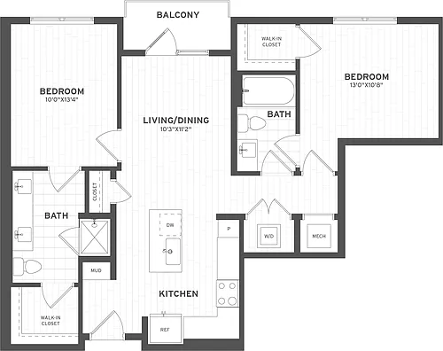 Floor plan 2 Bed/2 Bath-B4