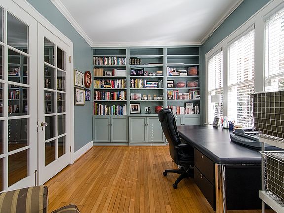 light filled office with french doors