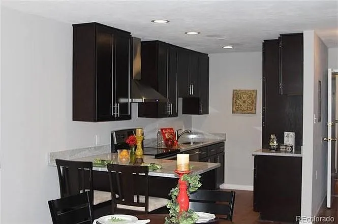 Remodeled kitchen - new counters, cabinets, fridge, etc.