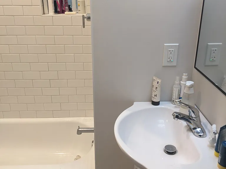 New bathroom, gut renovated winter 2025. A little hard to get a picture of but room enough for a bath!