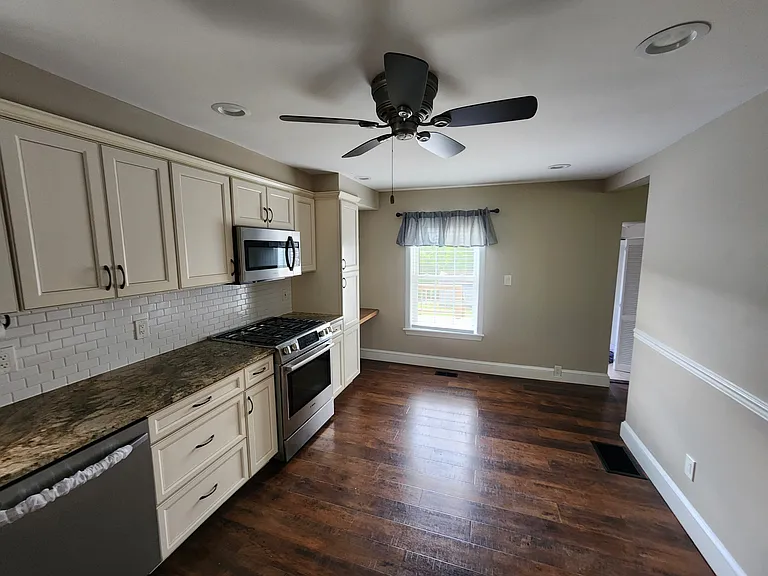 Kitchen facing deck