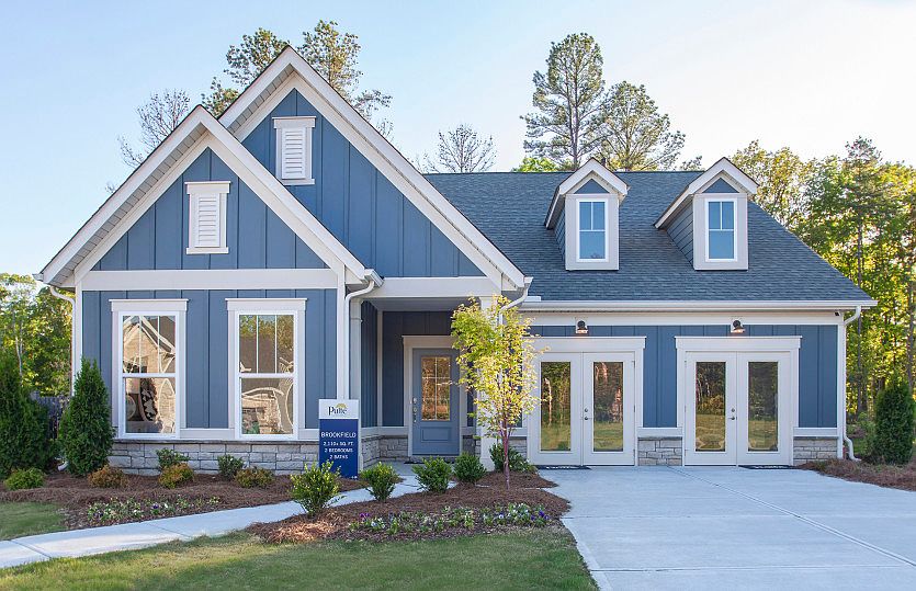 Brookfield Exterior NC2H features hardie board and covered front door