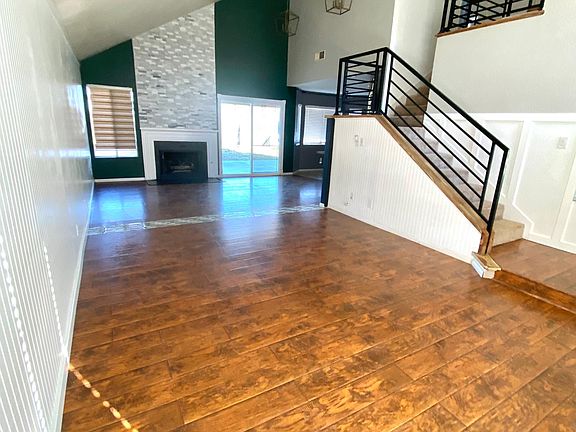 Living room with vaulted ceilings