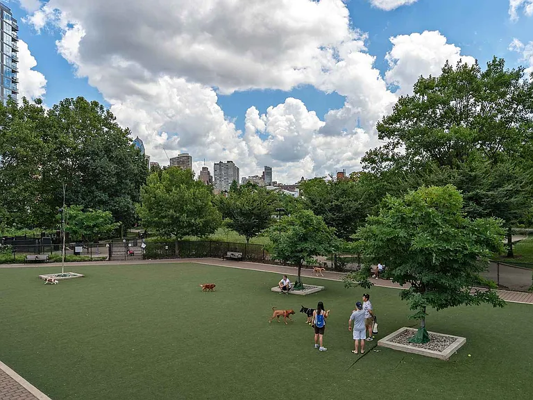 Public dog park is steps from the community