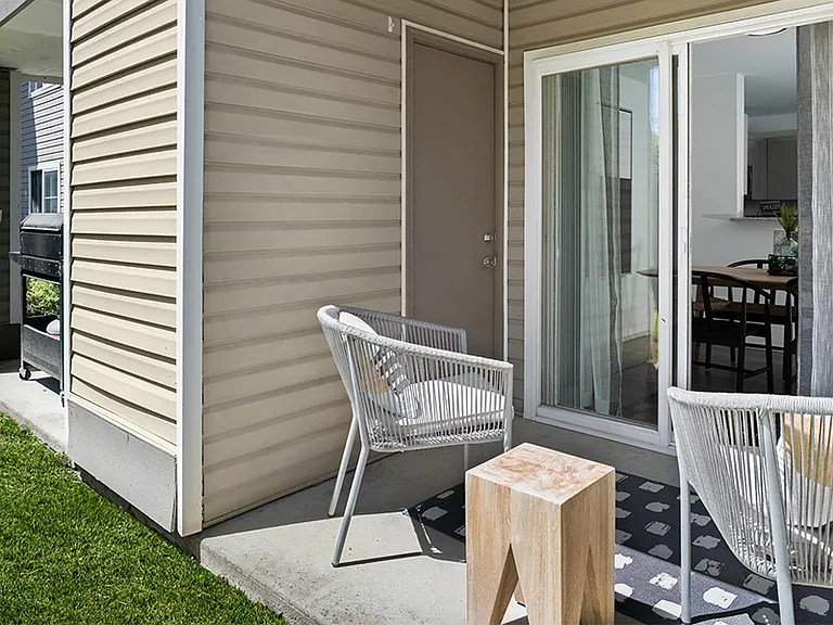 Private and spacious balcony or patio with storage