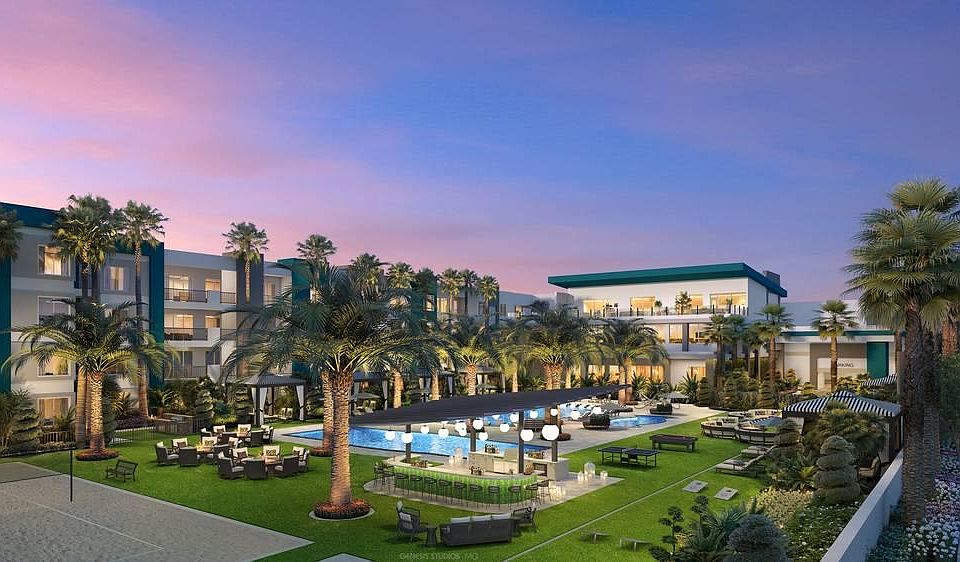 Resort-Style Pool Oasis: Relax in our saltwater spa and enjoy the resort-style pool with a tanning ledge, in-water lounge chairs, and a 29' x 17' outdoor cinema-sized TV. Dive into our resistance pool with cool water jets or unwind in the furnished cabana