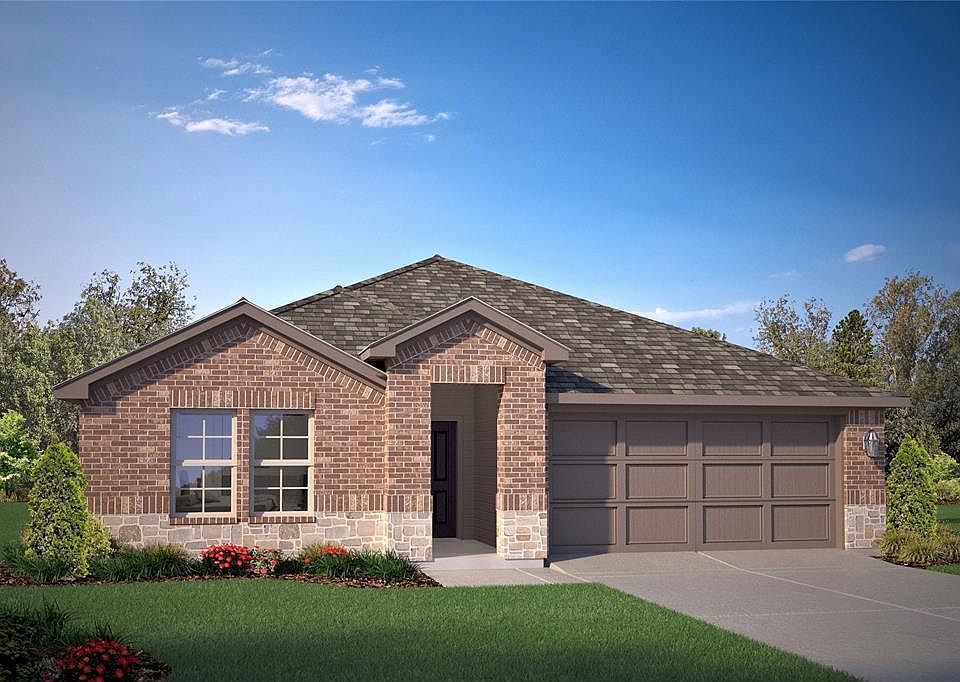 Front Elevation - D.R. Horton''s Texas Cali floorplan, elevation B - All Home and community information, including pricing, included features, terms, availability and amenities, are subject to change at any time without notice or obligation. All Drawings, pictures, photographs, video, square footages, floor plans, elevations, features, colors and sizes are approximate for illustration purposes only and will vary from the homes as built.