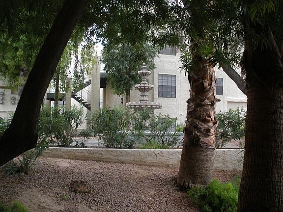 Outside patio area looking on to the fountain