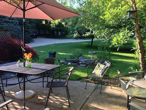 Patio, backyard and pond
