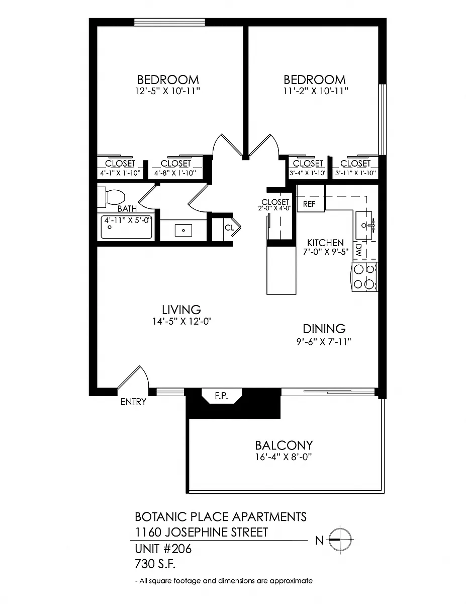 Floor plan Two Bedrooms One Bathroom