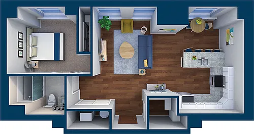 Floor plan Suite Style 01 - 1 Bedroom 1 Bath