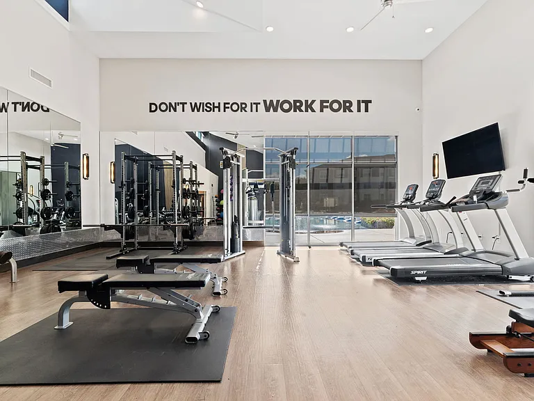 The Kinsley Forest fitness center is available to residents 24-hours a day and includes cardio equipment and weights.