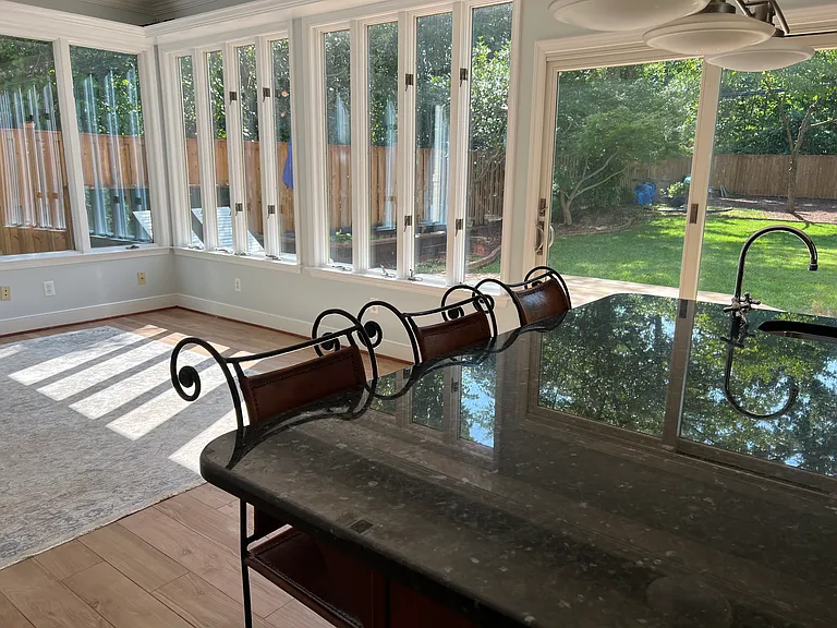 Family Room and Kitchen Counter with extra sink for prepping.