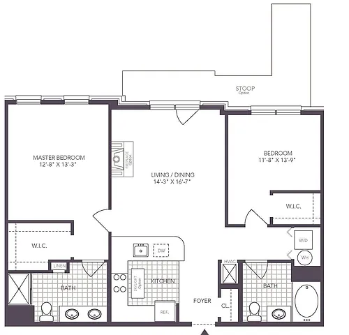 Floor plan 2 Bed/ 2 Bath