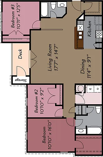 Floor plan 3 Bedroom 2 Bath