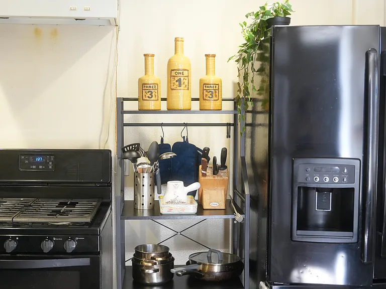 Kitchen comes with stove, oven, and a full size refrigerator