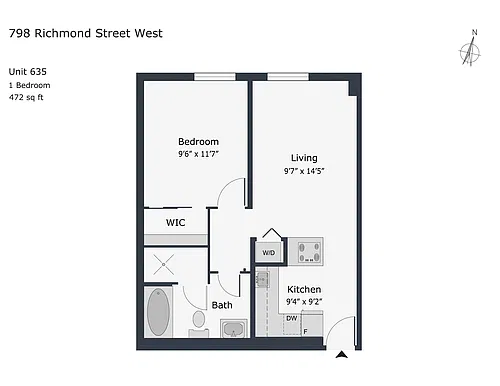 Floor plan 1 Bedroom - unit 435