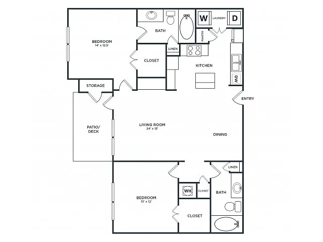 Floor plan B1 (1165 SF)