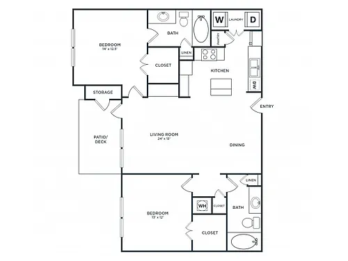 Floor plan B1 (1165 SF)